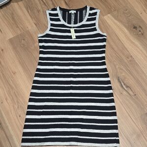 Max Studio Black & White Striped Knit Mini Dress